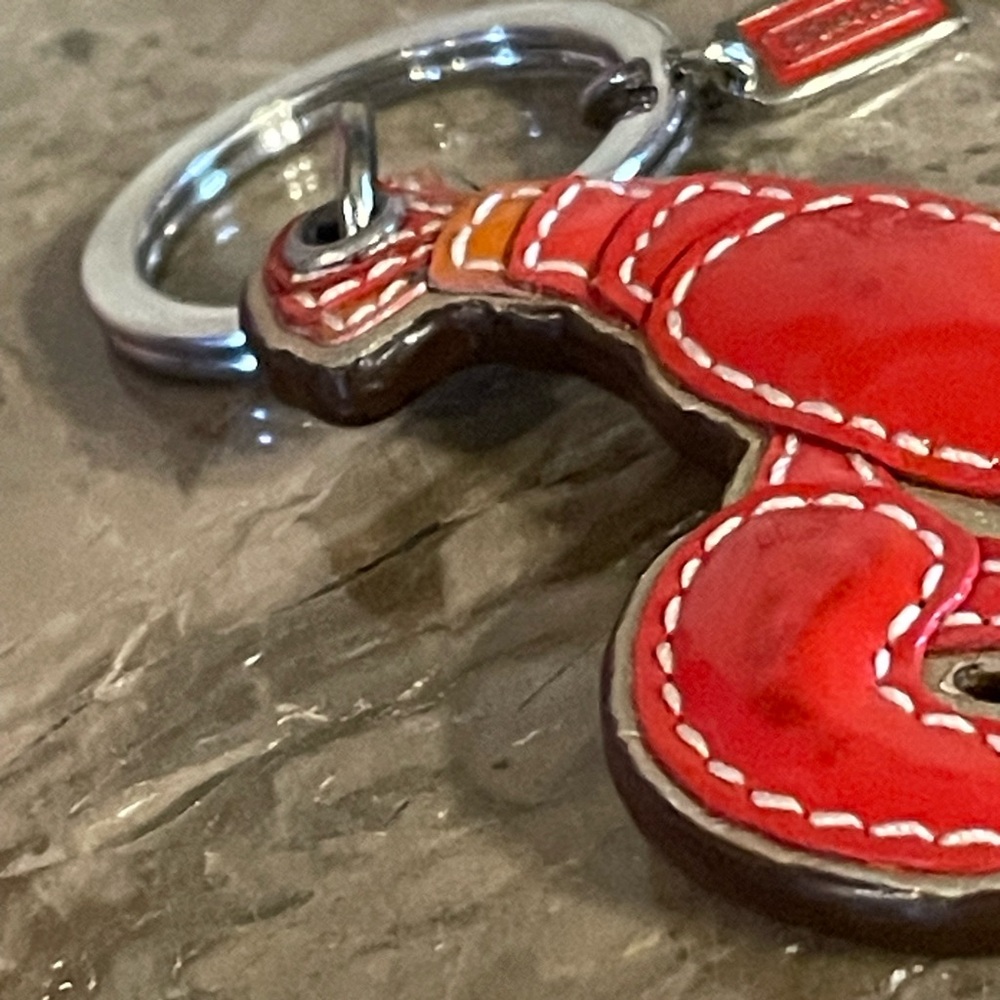 COACH HTF Patent Leather Red Lobster Key Fob Bag Charm Keychain - Picture 6 of 12